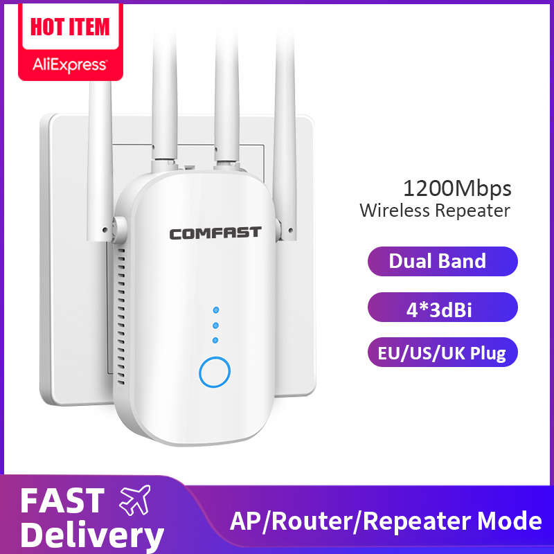 Comfast 1200Mbps Wireless WiFi Repeater Booster Dual Band 2.4G/5GHz WiFi Signal Amplifier Extender Router Network WiFi Repetidor