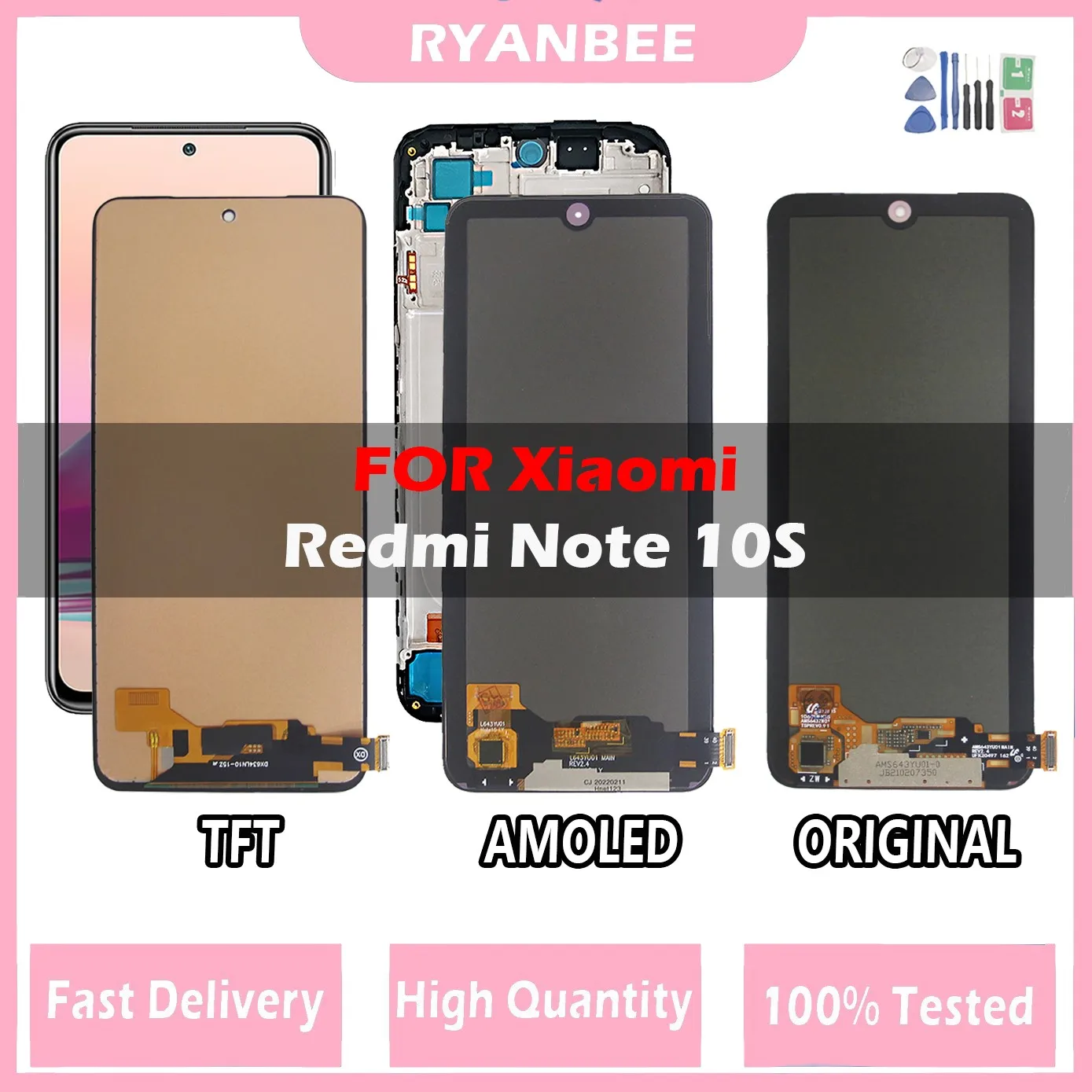 

Новый ЖК-дисплей для Xiaomi Redmi Note 10S LCD Note 10S M2101K7BG M2101K7BI M2101K7BNY M2101K7BL сенсорный экран с дигитайзером в сборе