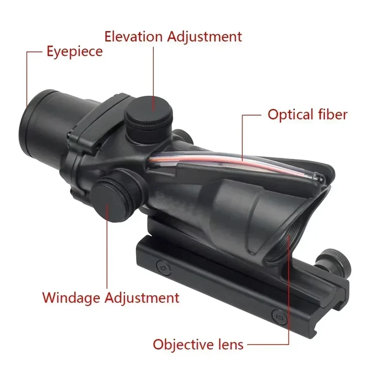 Tactical ACO 4X32 1x32 Scope Red Green Dot Sight Optics Illuminated Hunting Cross Glass Etched Reticle for AR15 HK416, red dot sight,rifle scope