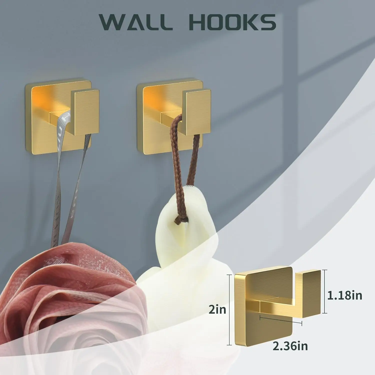 7 Piece Gold Bathroom Hardware Set with Brushed Gold Bathroom Accessories-Square 2 Towel Bars Towel Rack Stainless Steel