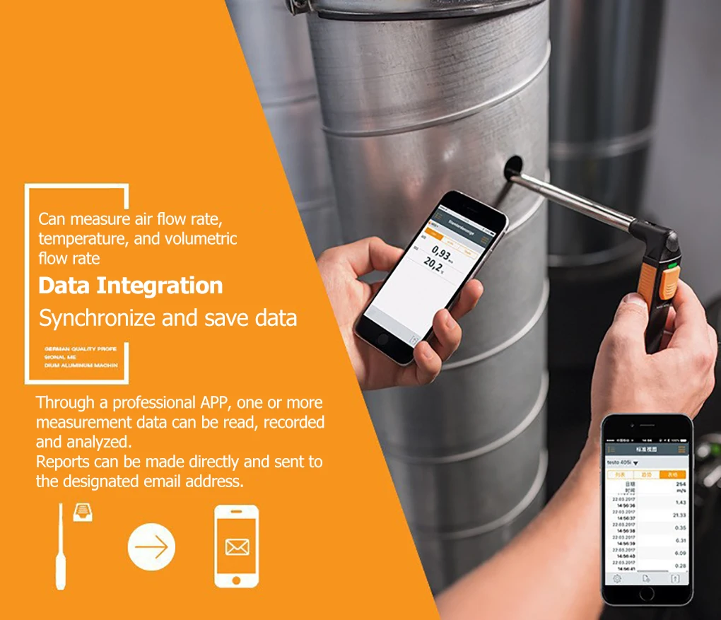 Testo 405i Handheld Thermal Anemometer High Precision Air/Wind Flow Volume Speed