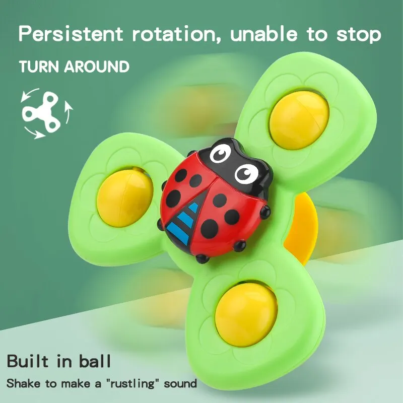 Baby Window Suction Toy Insect Suction Cup Base Rotating Toy Window Suction Spinner Relief Stress Bath Room Toy 2PCS Set For Baby Birthday Gift