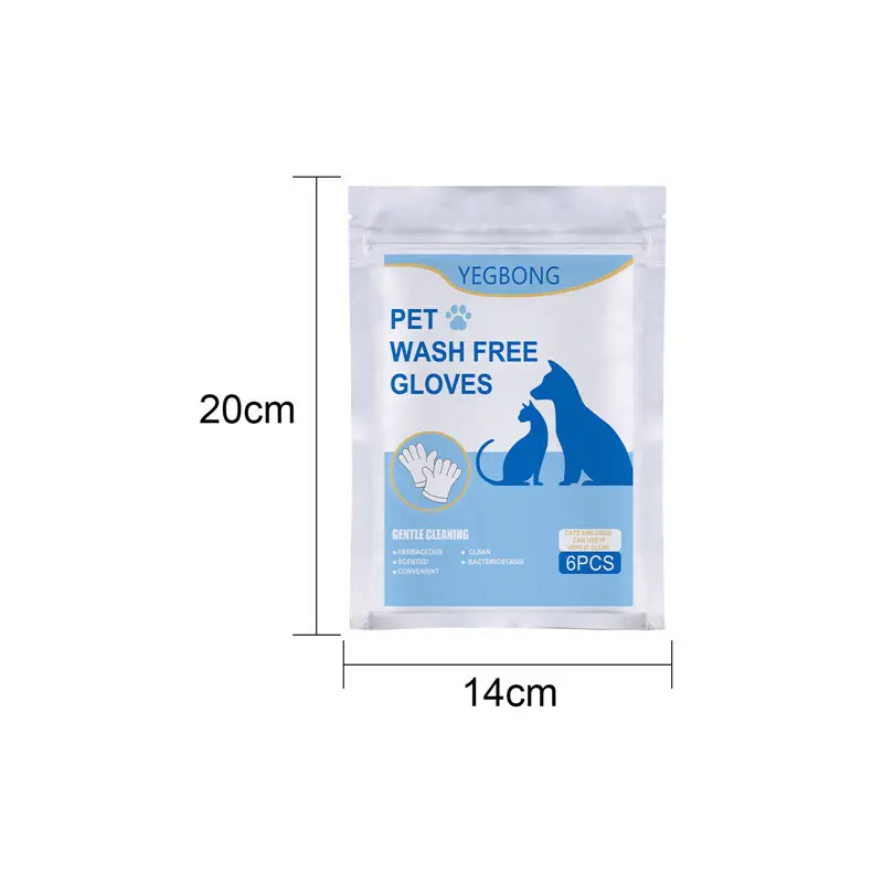 6Pcs/Pack Disposable Pet Stain Remover Wipes Non-Woven Fabric Glove No Wash Soft Eye Wipes for Dogs and Cats Grooming Glove