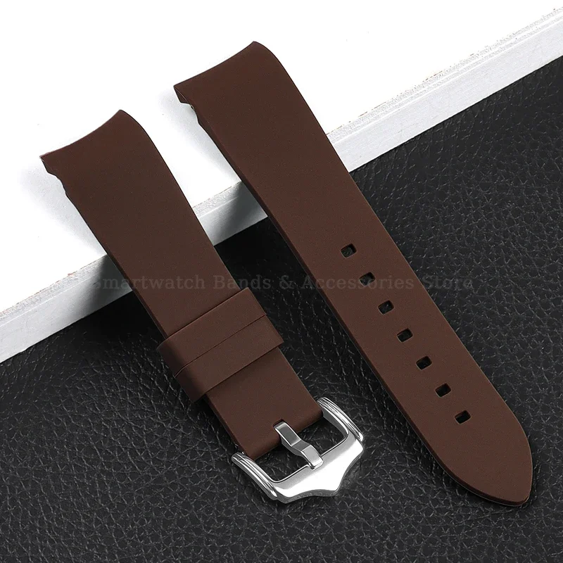 Silicone Waterproof Curved End Watch Strap with Folding Buckle