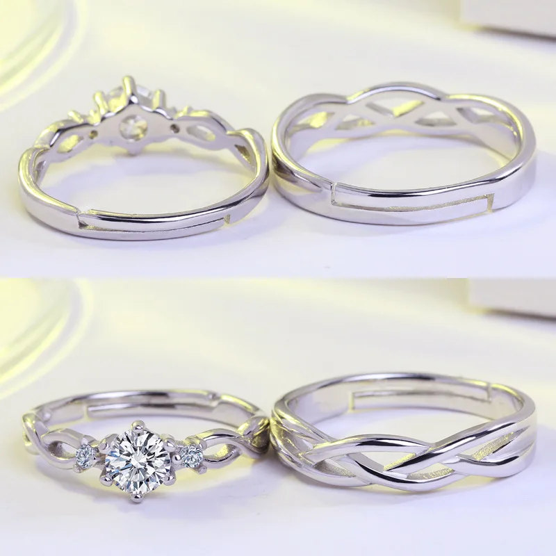 Ring Zircon Couple Ring Vashiria Fashion silver color Jewelry Romantic Infinity Endless love Imperial Cross Lover 2 Pcs zircon rings couple rings cross rings