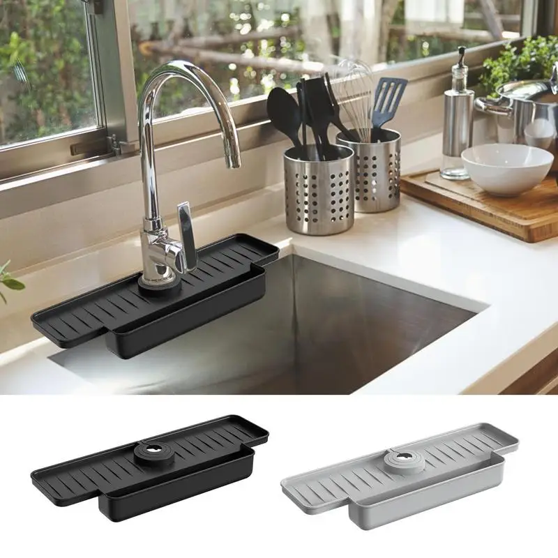 

Kitchen Silicone Faucet Mat Sink Splash Guard Pad Faucet Water Catcher Drain Mat Bathroom Countertop Protector Magnet Design