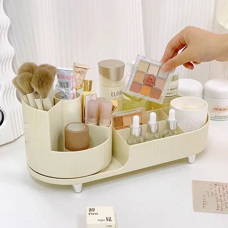 New 360° Rotating Makeup Brush Holder Cosmet Storag Box Luxury Makeup Organiser Lipsticks Make Up Container Vanity Organizer Bo 2