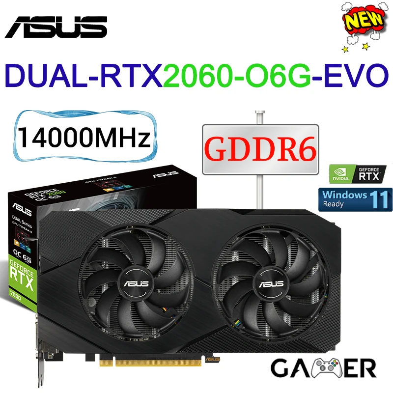ASUS Dual GeForce RTX2060 06G EVO RTX 2060 012G Graphics Cards GDDR6 6GB  192bit 12GB GPU Desktop Motherboard Placa De Vídeo NEW
