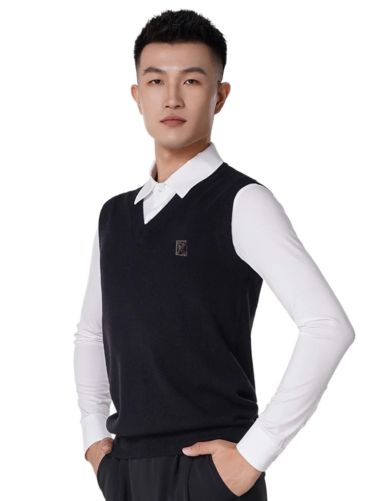 Latin Dance Clothes Men's Practice Clothes Sweater Vest Modern Dance Ballroom Men's F5008