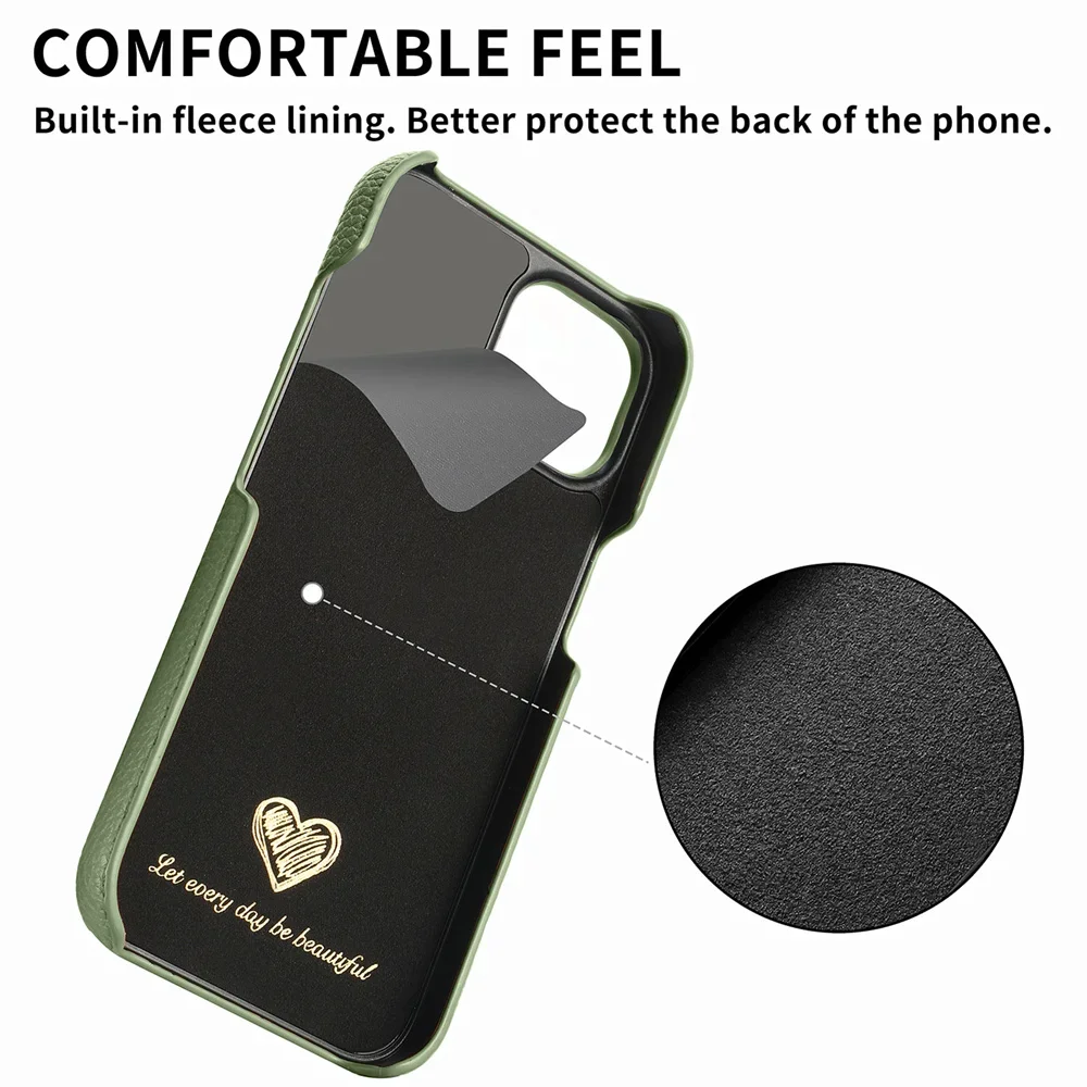 Luxury Litchi Grain Leather Shockproof Frameless Slim Phone Case