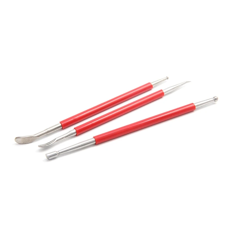 

3Pcs DIY Handmade Leather Carving Tools DIY Hand-Made Leather Sculpture Red&Silver