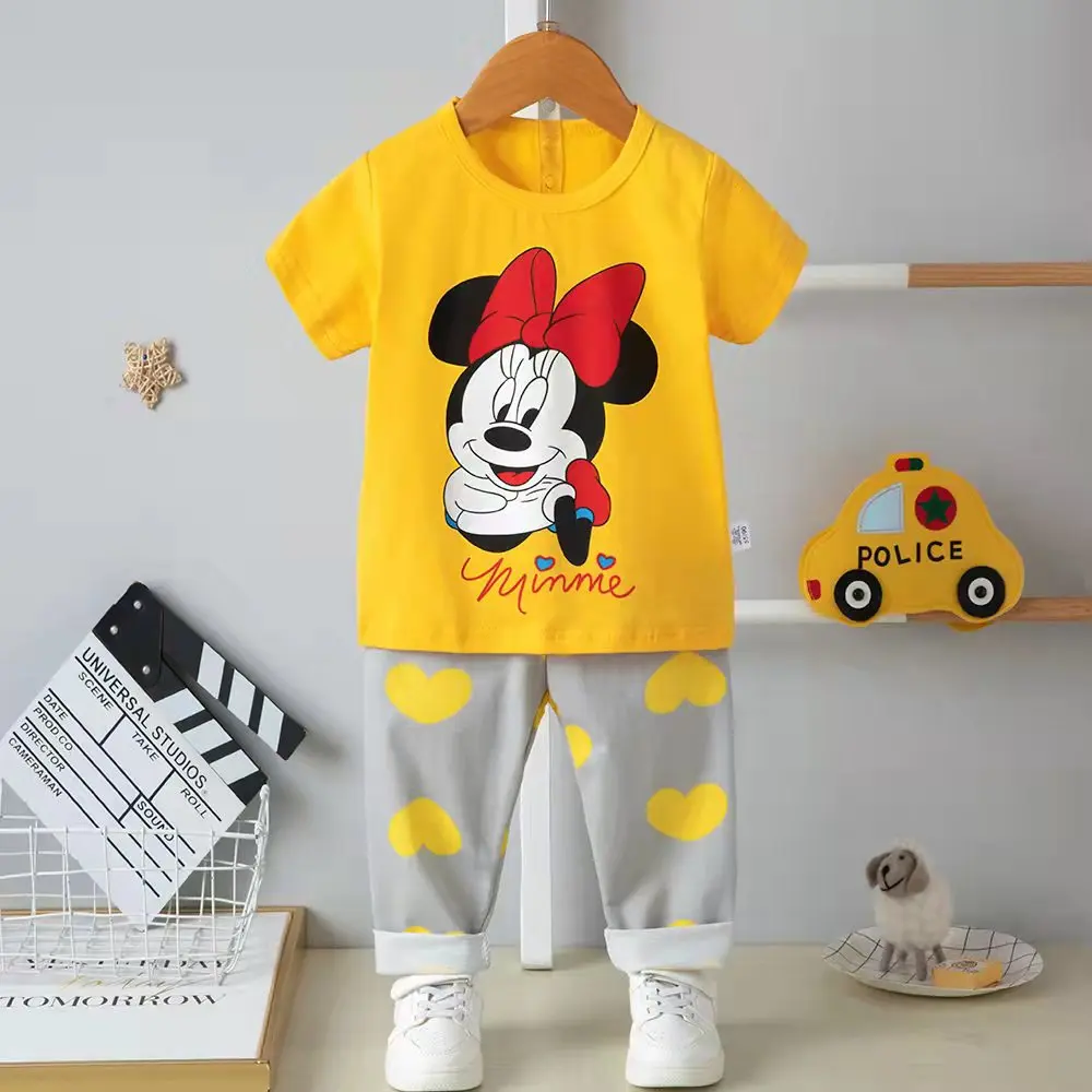 Baby Clothing Set best of sale Disney Summer Children Suits For Girls Short Sleeve Sets For Baby girls Two Clothes T-shirt + pant Sets Toddler Clothing baby knitted clothing set