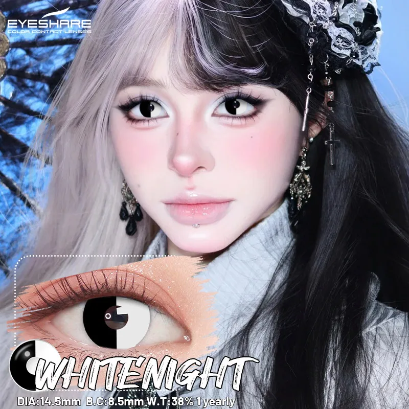 EYESHARE Halloween Little Devil Farbkontaktlinsen für Augen Anime Zubehör Cosplay Weiße Linse Pupilentes Schwarze Linsen – Detail 27