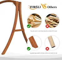 VINGLI Heavy Duty Wooden Swing Frame Adults Kids Strong A-Frame Porch Swing Bench Stand Indoor Outdoor Curved Arc Top 1000 LBS 2