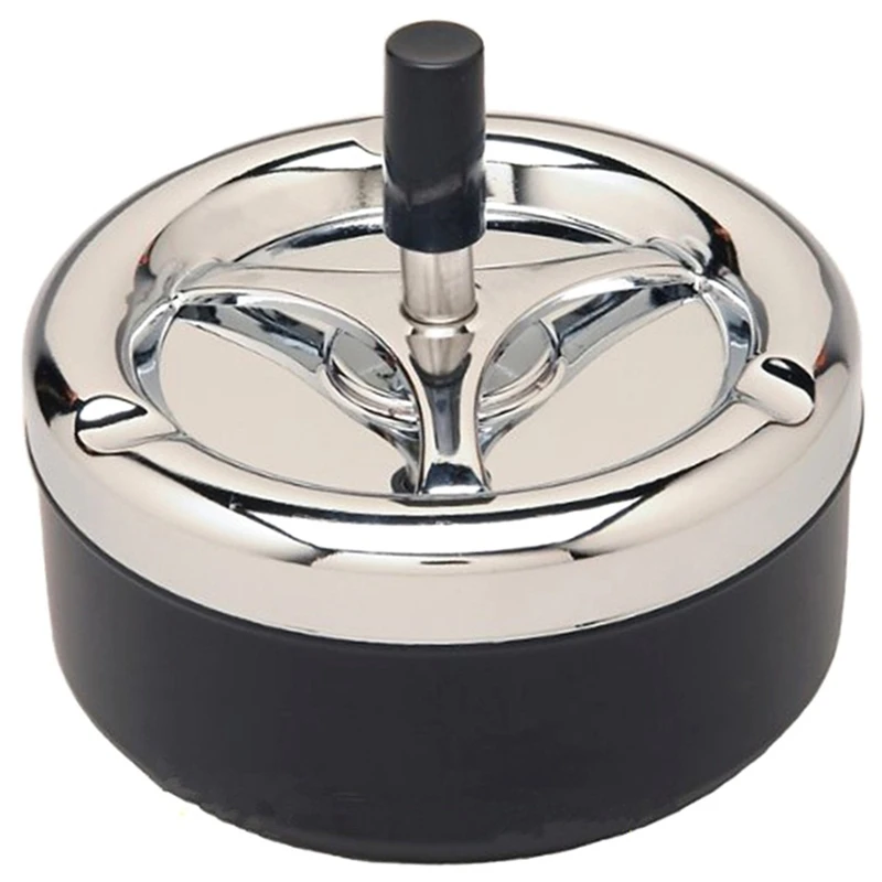 

Round Ashtray Windproof Push Down Spinning Metal Ashtray with Cigarette Cigar Smoking Smoke Ashtray Bar Tools