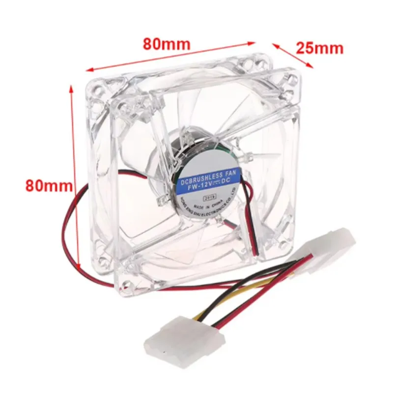 8025 냉각 팬 투명 쉘 12V 흰색 4p 인터페이스, 컬러 라이트 오일 함유 버전 80*80*25mm B5