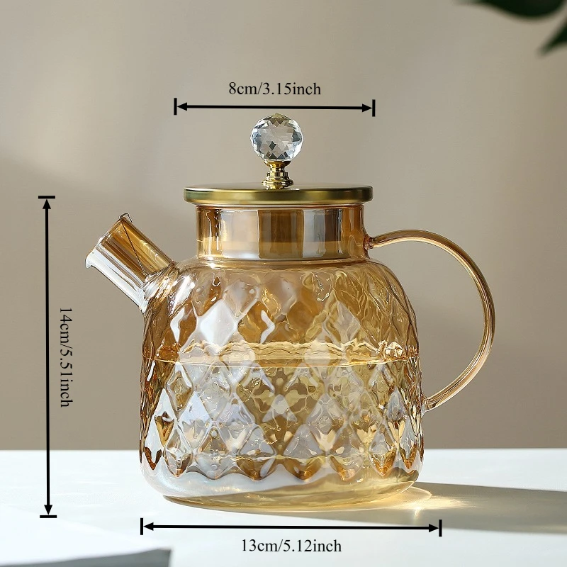Description Picture 3 of itemAmber High BorosilicateGlass Water Pitcher Transparent Large Capacity Heat-Resistant Jug with Stainless steel Lid Kitchen Tool