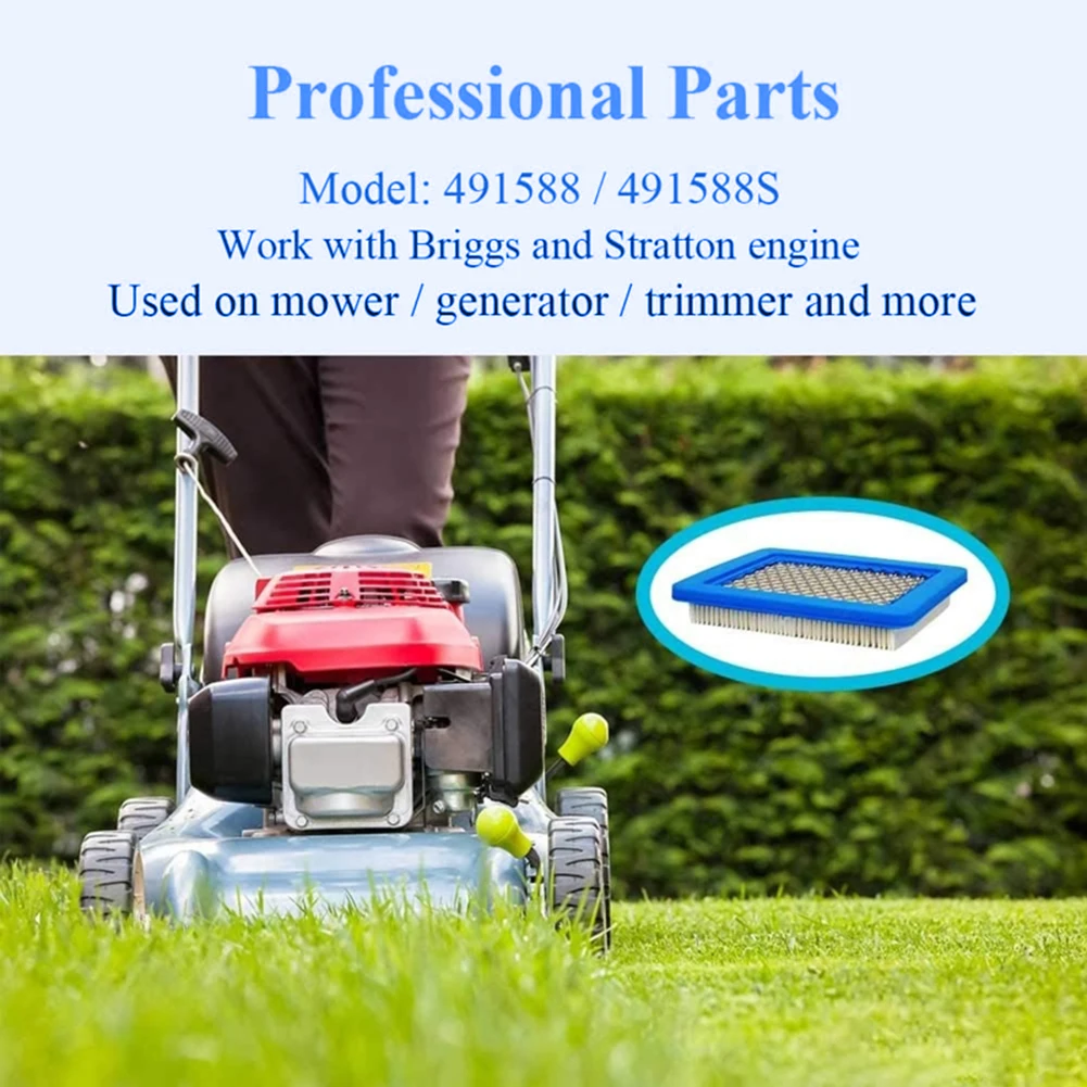 5pcs Lawn Mower Air Filter for Briggs & Stratton 491588 399959 491588S Protect Improves Engine Performance  Lawn Mower Parts 4