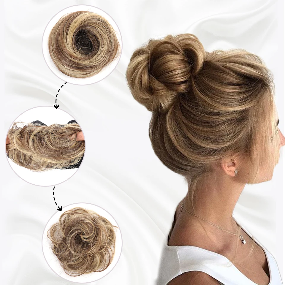 LUPU Synthetic Hair Bun Hair Extension Hairpieces Scrunchies Curly Wavy Messy Chignon For Women Hair Chignon Daily Party Wear