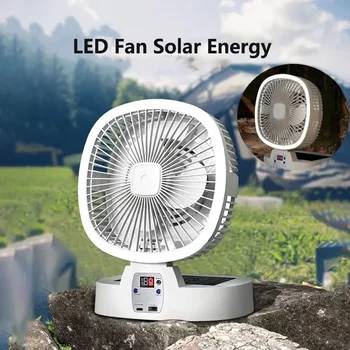 LED 태양열 충전 선풍기 휴대용 강풍 야간 조명, 접이식 여름 데스크탑, 야외 캠핑 공기 순환, 2024 신제품