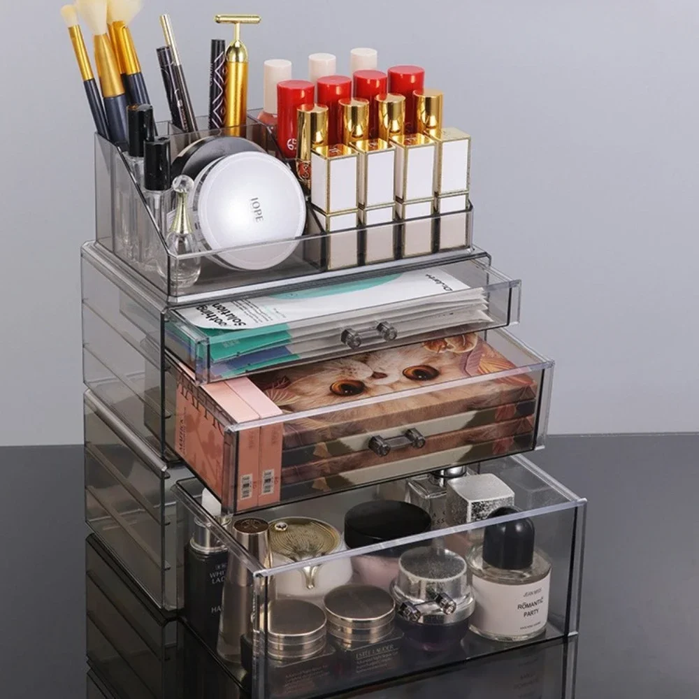 Desktop Makeup Storage Box Multi-layer Drawer Lipstick Organizer Multi-functional Storage Transparent Black Makeup Organizer 2