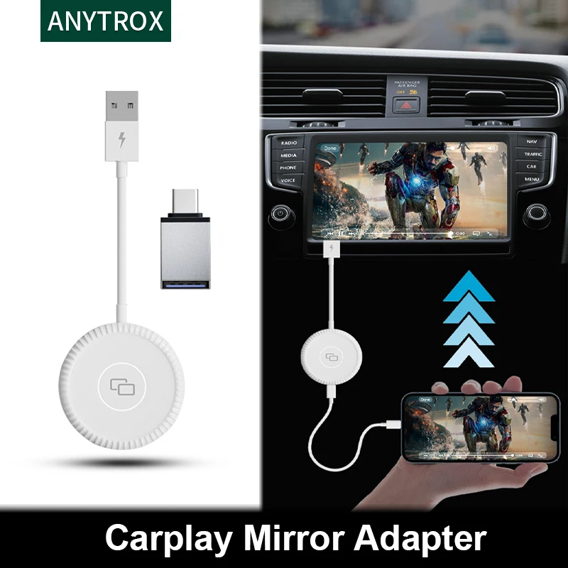 Adaptador de Carplay a espejo de coche con cable de iPhone, Dongle