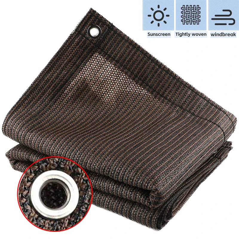 Thicken Coffee Sunshade Net Outdoor Patio Sun Shade Sail Anti-UV Pergola Canopy Balcony Terrace Sun Shelter Home Car Shed Awning