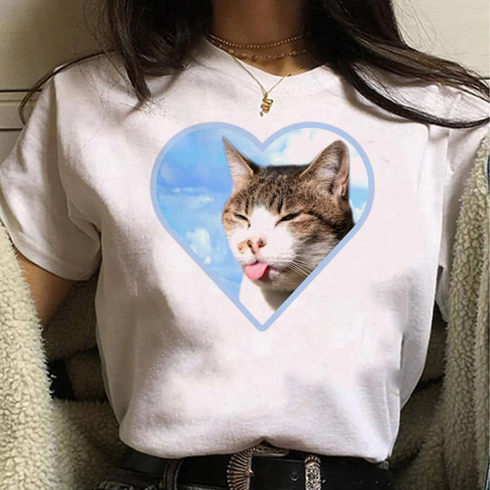 Compra online de Verão T-shirt Feminina Roupa Feminina Kawaii 3D Cat Print  Estética T Shirt Mulheres Moda Manga Curta Tops Tees Blusa Casual