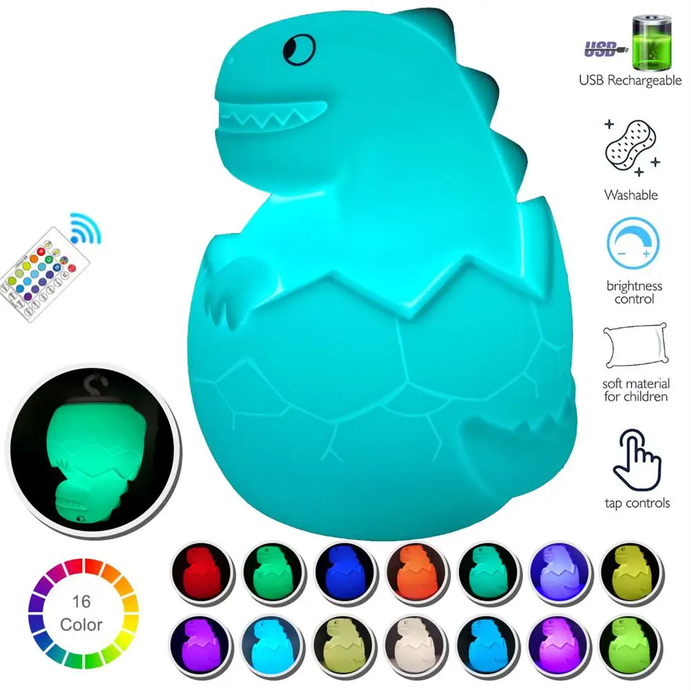 

Силиконовый ночник в виде динозавра для детской комнаты 10 регулируемых яркостей Меняющие цвет лампы подарок на день рождения с функцией времени