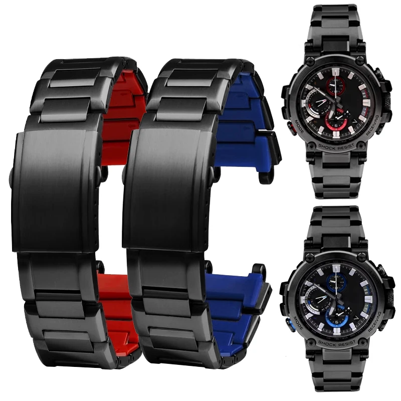 Per Casio Mtg-B1000 Mtg-B2000 Cinturino In Metallo Solido Cinturino In Acciaio Inossidabile 316L Cinturino Per Orologio Da Uomo Rosso Blu Accessori In