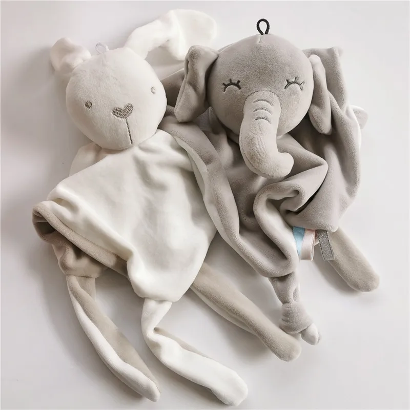 ​​​​​​​​​​​​Soft Plush Stuffed Elephant Security Blanket for Babies Animal Infant Comfort Sleeping Toy for Boy  Girl