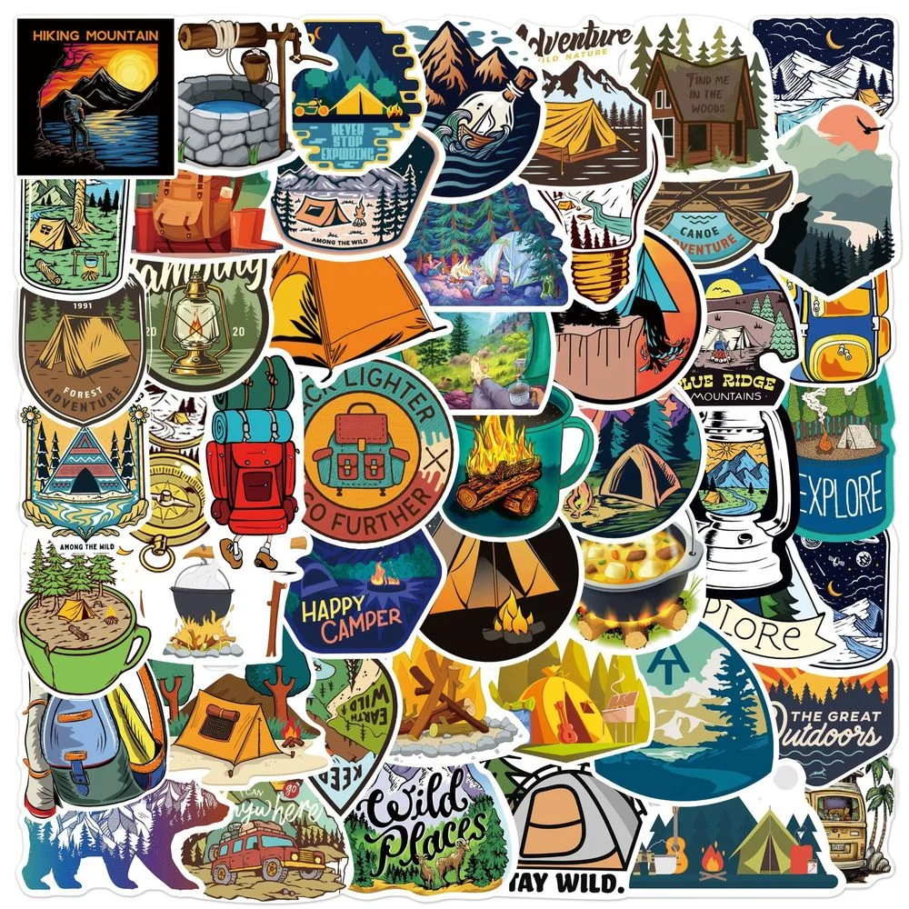 50PCS Outdoor Adventure Hiking Adventure Stickers for Car Styling Bike Motorcycl