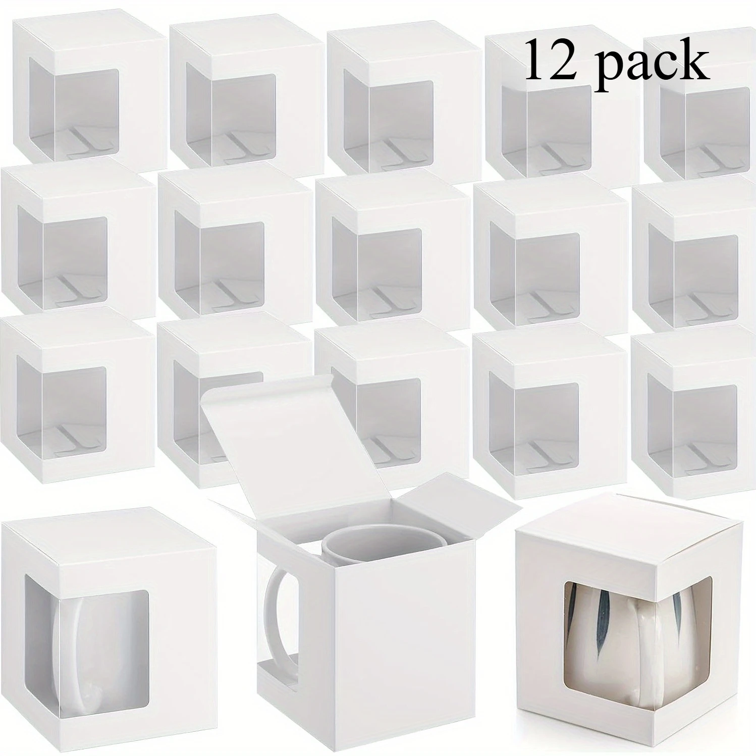 12-Pack Decorative Gift Boxes with Window for Sublimation and Coffee Mugs