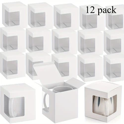 12 - Pack Decorative Gift Boxes with Window for Sublimation and Coffee Mugs (WHITE)