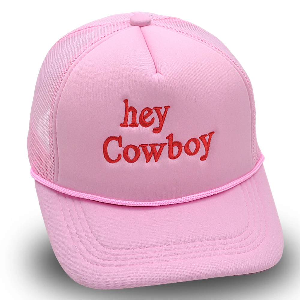 New Hey Cowboy Baseball Cap Embroidery Trucker Hat Pink Woman Mom Hats Ventilate Beach Mesh Caps Gifts for Her