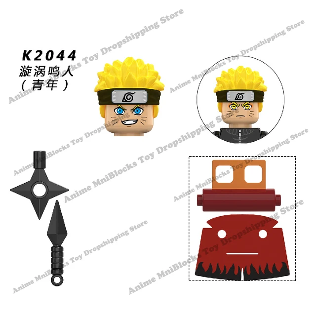 Naruto Sasuke Kakashi Akatsuki bricks Building Blocks Anime cartoon Mini Action Figures Heads Assembly Toys kids Birthday Gifts Light Pink