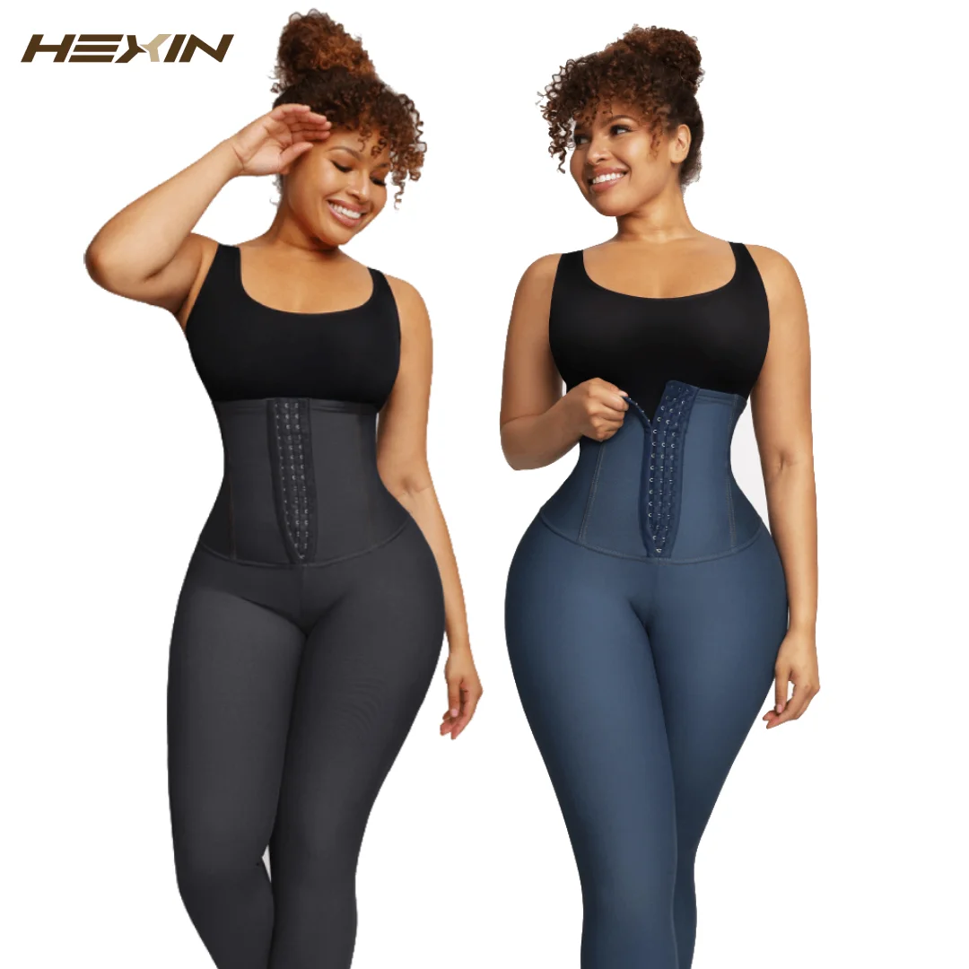 Women Fajas Leggings Demin Material Waist Trainer High Stretchy Tummy Control Slimming Pants