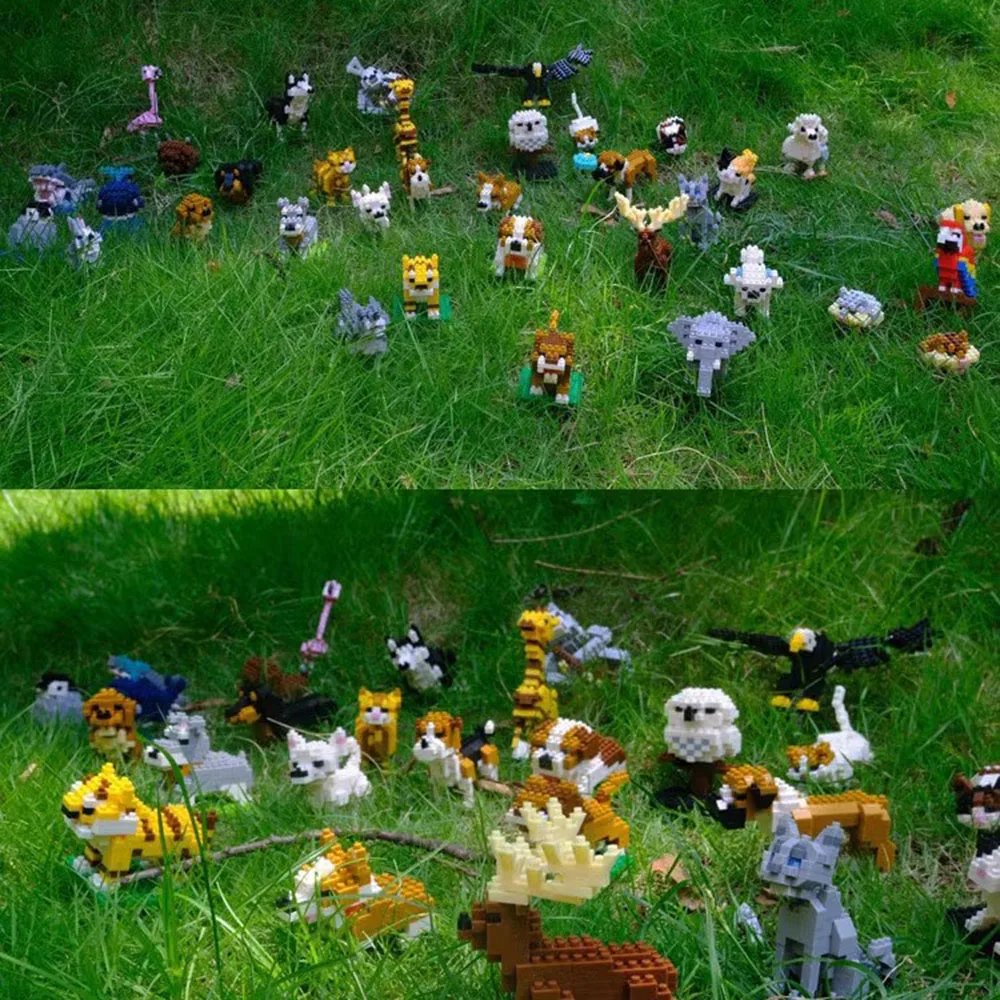 Building Blocks Wisehawk diamond mini animal toy bag A1-B26 dog cat bird animal series for children gifts building blocks