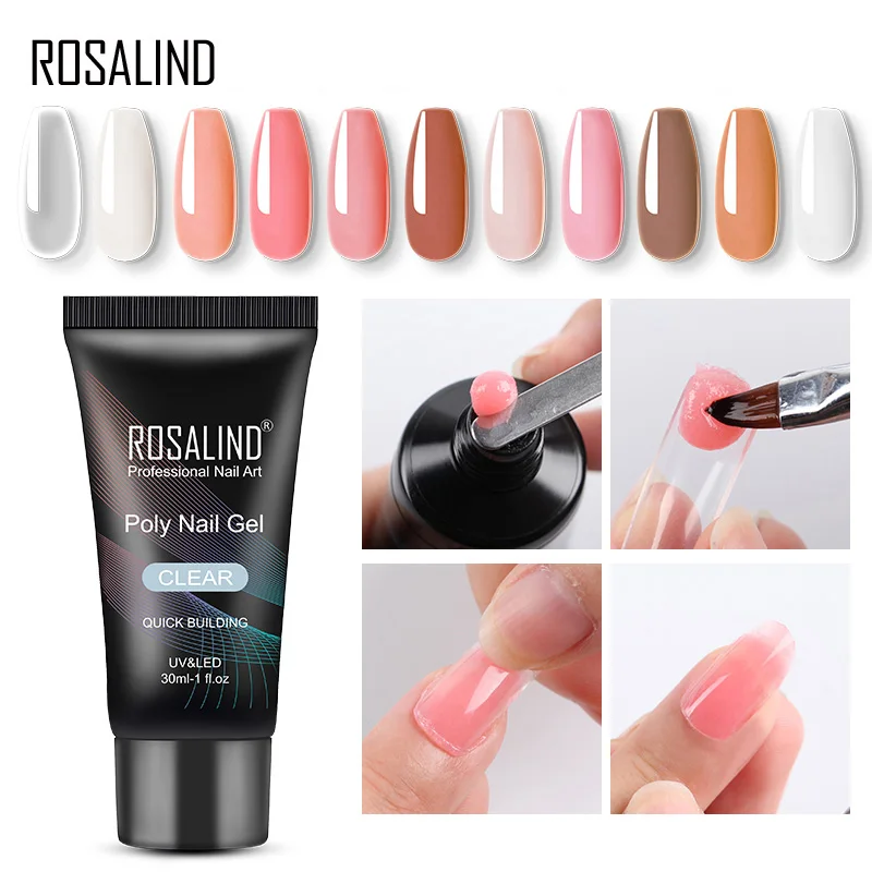 ROSALIND 30ml Poly Nail Gel Acrylic Extension Crystal Nail Art Fast Builder Hybrid Varnish UV Poly Nail Polish Semi Permanent