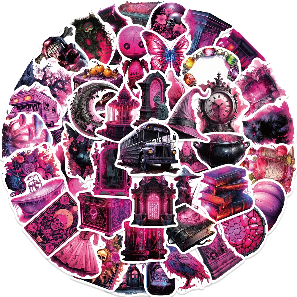 thumbnail image 1 of 48/50 pegatinas de Halloween con huellas de manos ensangrentadas, huellas de pies ensangrentadas, calavera de terror, borde negro neón, estilo gótico, grafiti, pegatinas DIY, 1 of 5