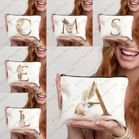 1Pc A-Z Personalized Makeup Bag, Boho Floral Letter V Cosmetic Bag, Idea Birthday Gifts for Women Mom, Gifts for Best Friend Bri 1