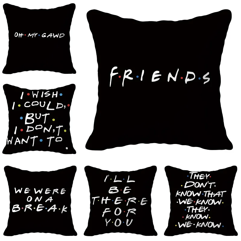 Classic Friends Cushion Cover Classic Sentence Printed Linen Pillow