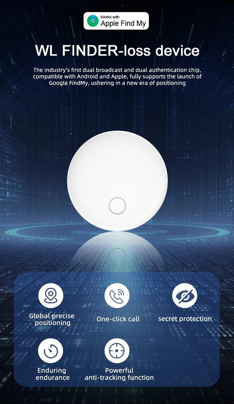 Anti-lose Tracker For Apple Airtag Replacemen via Find My Bluetooth GPS Tracker
