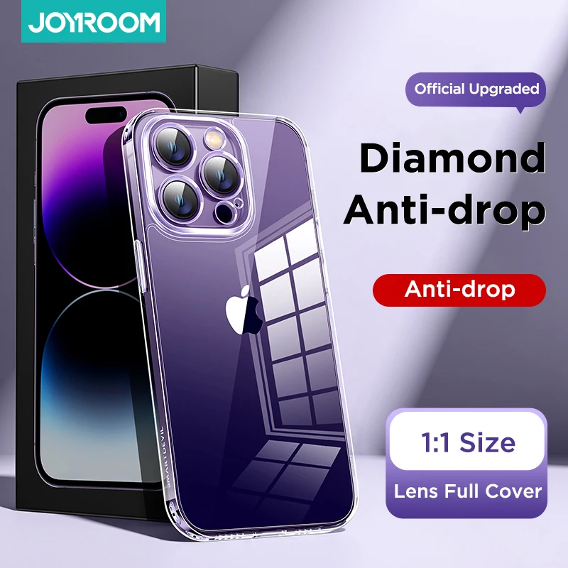 Joyroom Clear Case For iPhone 15 14 13 Pro Max Back PC+TPU Shockproof Full Lens Protection For iPhone 13 Pro Transparent Cover