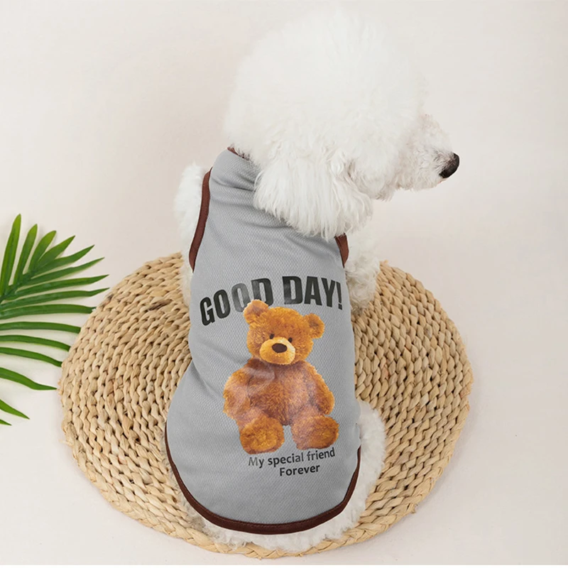 Lovely Bear Dog Clothes For Summer Chihuahua Breathable Mesh Pet Clothes For Small Dogs Cats Puppy Vest Soft T Shirt Yorkies Pug