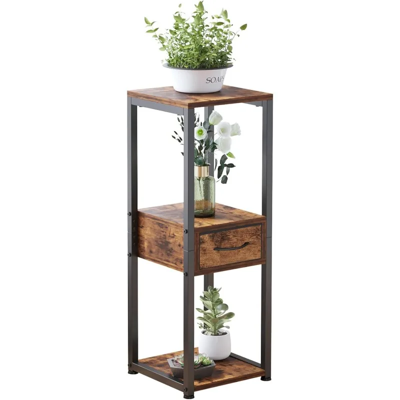 Tall Plant Stands Indoor, 3 Tier Plant Table with Fabric Drawer , Corner Stands for Indoor Plants Multiple