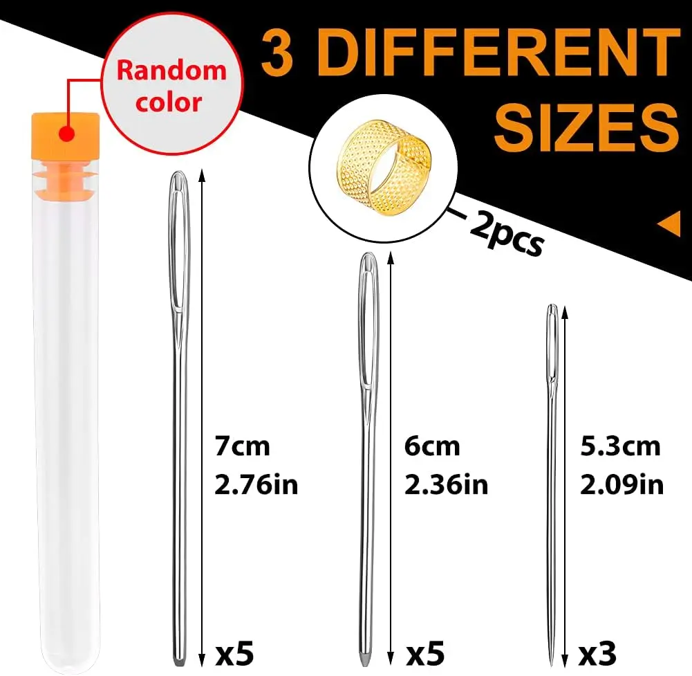 ערכת מחטות תפירה ידנית מעור כבד IMAZY עין גדולה מחטות חדות לתפירת ריפוד תיקוני קנבס כלי עזר