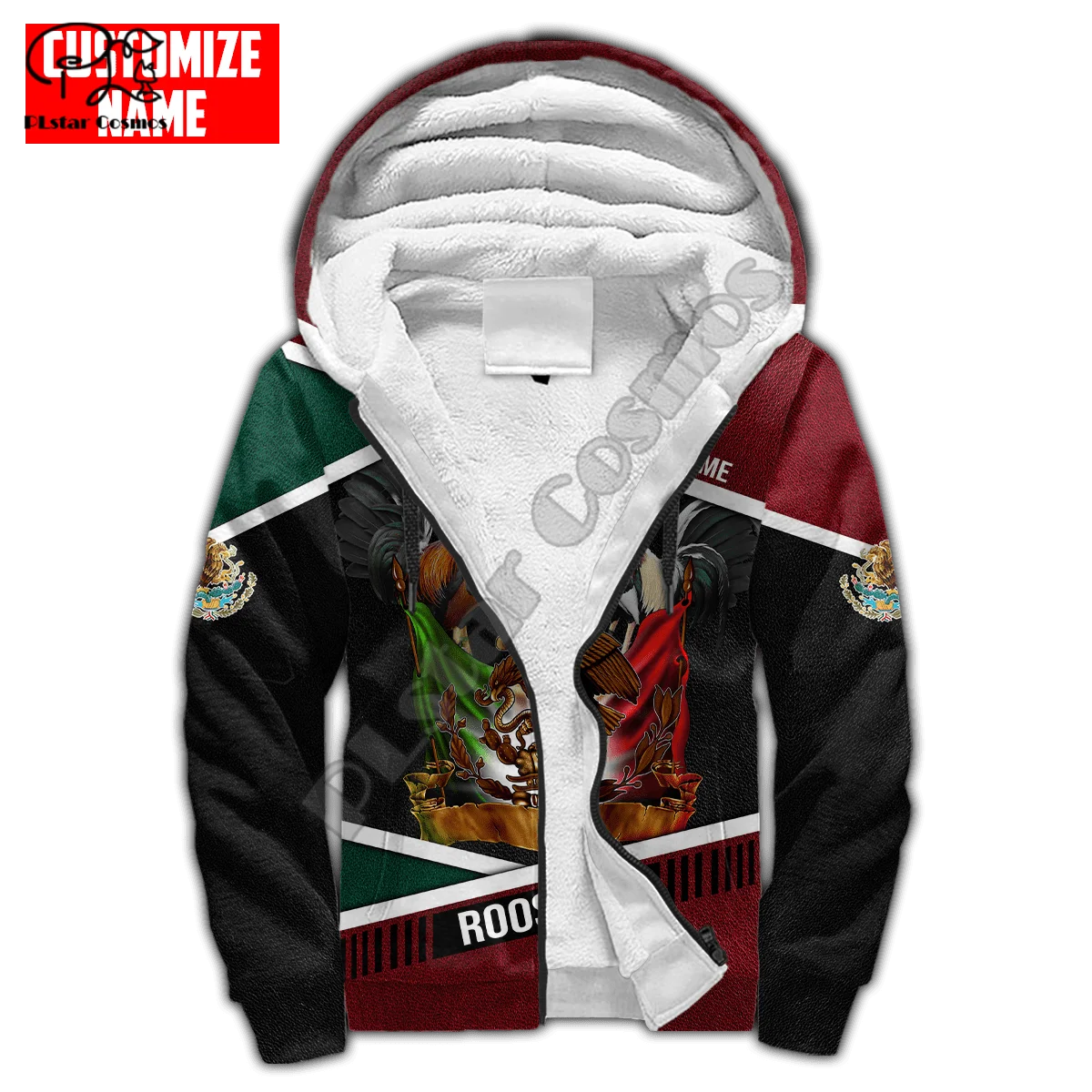 PLstar Cosmos Beautiful Rooster 3D Printed 2022 Winter Clothing Casual Warm Hood Thick Coat Zipper Man Fleece Hoodies Jacket R26
