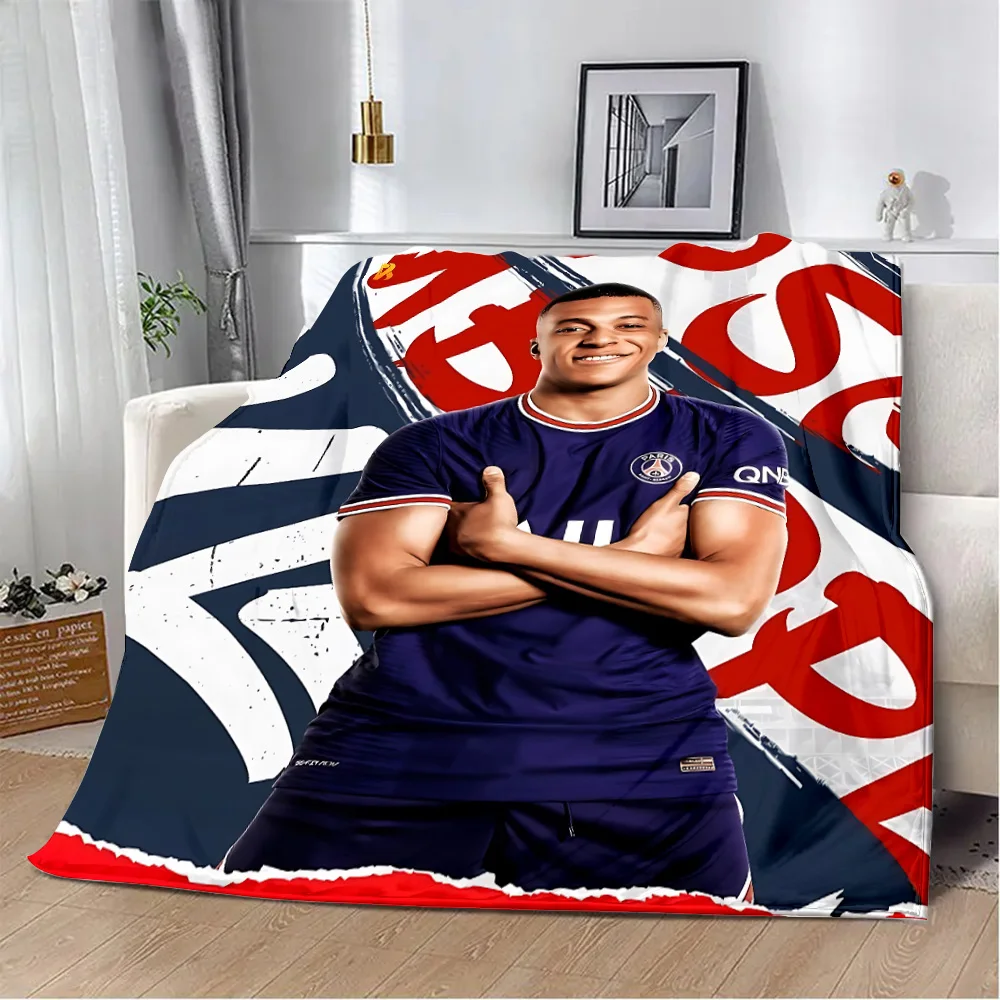 Printed Blanket Football K-Kylian Star M-Mbappé Picnic Blankets Warm Blanket Soft and Comfortable Home Travel Birthday Gift 6