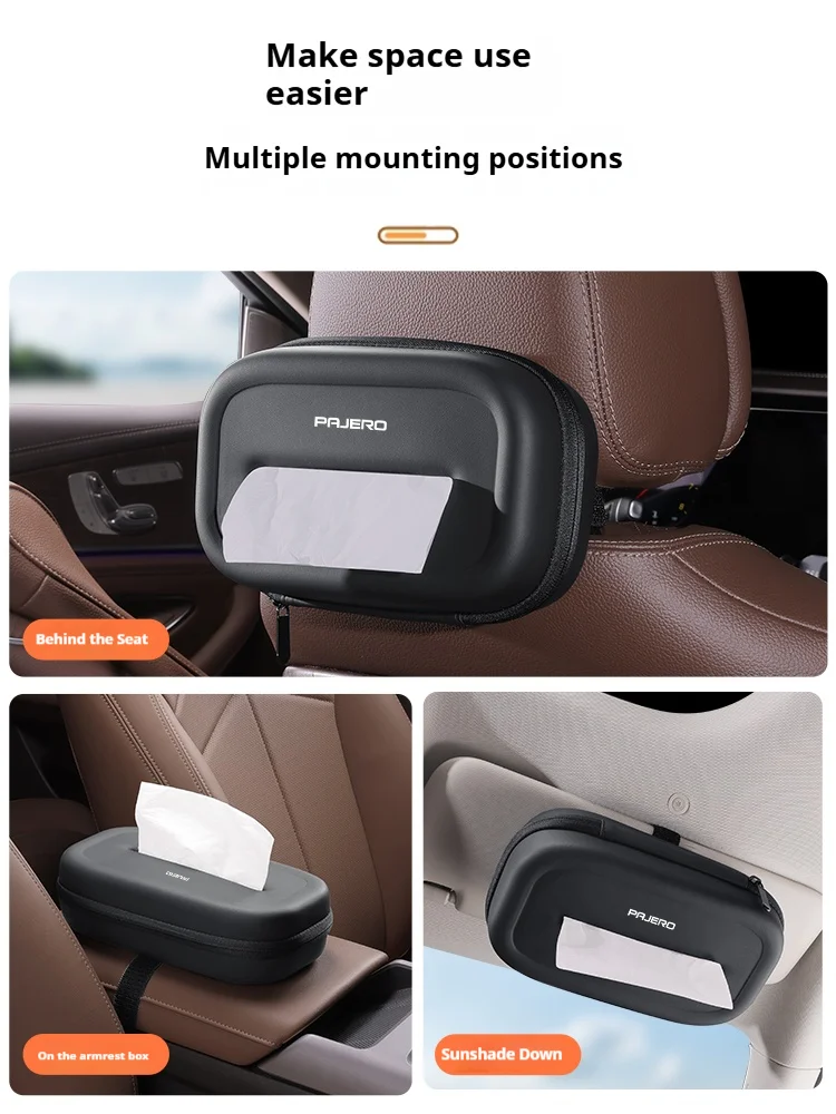 자동차 3D 입체 초장형 & 대형 티슈 박스 시트 등받이 차양판 티슈 박스 미쓰비시 파제로 자동차 액세서리